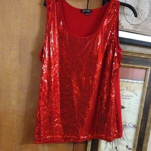 Notations Shimmering Red Sequin Tank Top